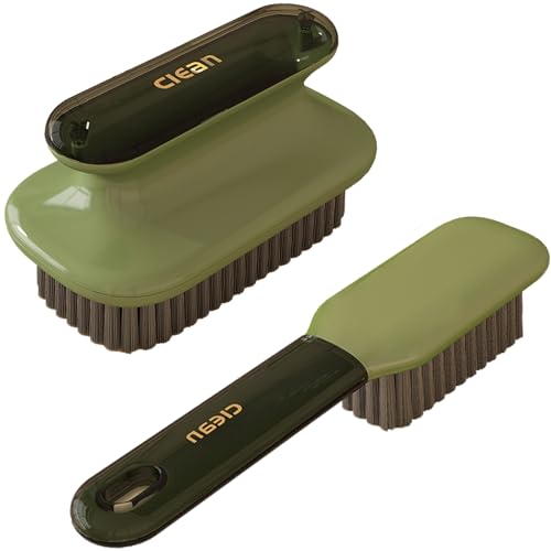 Wäsche-Fleckenbürste, Haushalts-Scheuerbürste, Wäschebürste zur Fleckenentfernung, weiche Borsten, 2 Stück, Fleckenbürste für Kleidung, Schrubben, Badezimmer, Reinigungsbürste, einfach zu halten (grün