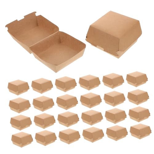 CIYODO 30pc Kraft Paper Takeout Containers Sandwich Packaging Portable Sandwich Storage Boxes