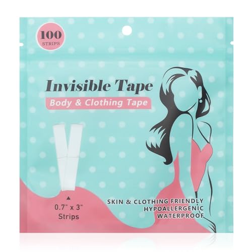 Fashion Double Sided Tape for Clothes, Skin-Fearless Dress Tape Strong Adhesive Waterproof Body Tape(100 Strips)
