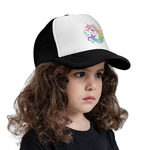 Waldeal Girls Cute Unicorn Trucker Hat Adjustable Kids Mesh Snapback Hats Toddler Baseball Cap Ages 4-10 Black #TOP3