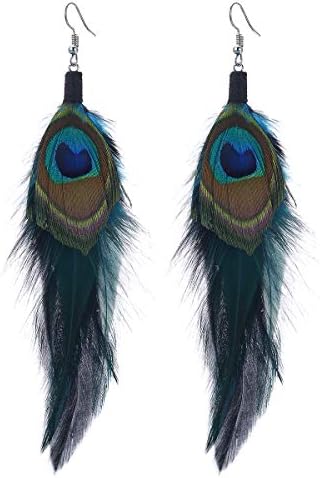 Winssigma Long Feather Earrings for Women Bohemian Dangle Earrings Lightweight Feather Statement Earrings Handmade Jewelry