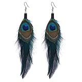 Winssigma Long Feather Earrings for Women Bohemian Dangle Earrings Lightweight Feather Statement Ear
