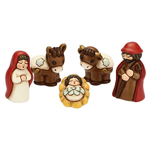 THUN - Mini Presepe Classico 2019 con Capanna Grande a Stella Cometa - Ceramica - 20x10x18 cm