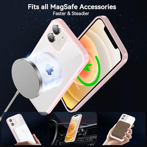 Coque iPhone 12 Pro rose premium antichoc compatible avec chargeur MagSafe