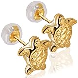 ピアス 18金 ゴールド レディース 日本製 亀 タートル ホヌ 金属アレルギー対応 ハワイアンジュエリー 専用ケース付