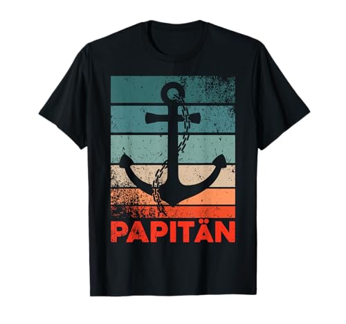 Papit&auml;n | Papa und Kapit&auml;n Lustiges Retro Anker Vatertag T-Shirt