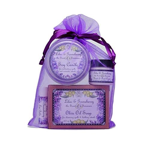 Lilac & Gooseberry Gift Bag | Soy Candle Tin, Lip Balm, Soap and Cream | Yennefer Scent of a Sorceress by Bella Des Natural Beauty Cover