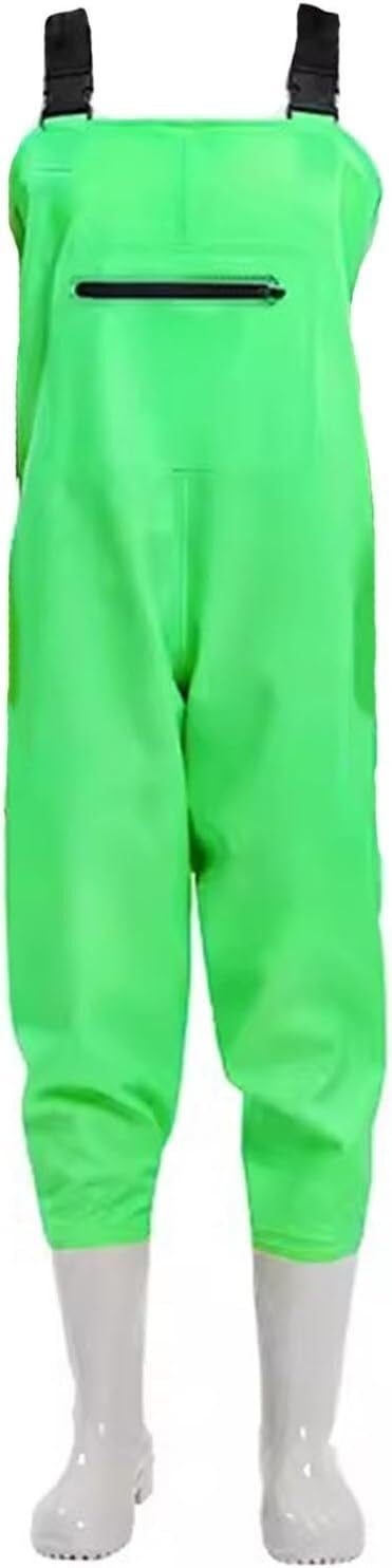 Wodoodporne i wytrzymałe Damskie spodniobuty, wodoodporne spodniobuty, buty biodrowe z PVC z podeszwą z kolcami i regulowaną klamrą(Green,5)