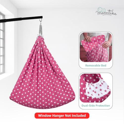Image of Baby Cradle Swing for Newborns | Cotton Fabric Filled with Recron Fibre | Hanger Spring, Mosquito Net & Mattress with Insert Pocket | Jhoola, Thottil, Joli, Jokali, Onjal (Pink)