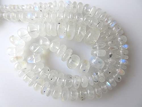 LKBEADS Białe tęczowe koraliki z kamienia księżycowego, okrągłe koraliki z kamienia księżycowego, gładkie koraliki, koraliki od 5 mm do 12 mm, sznurek 45 cm