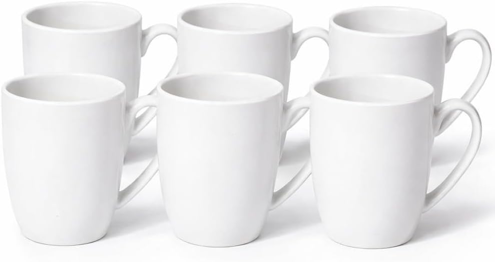 ASTRUE Coffee Mug Set of 6, 13.5 oz Large White Ceramic Mugs, Porcelain, Dishwasher & Microwave Safe for Home and Office