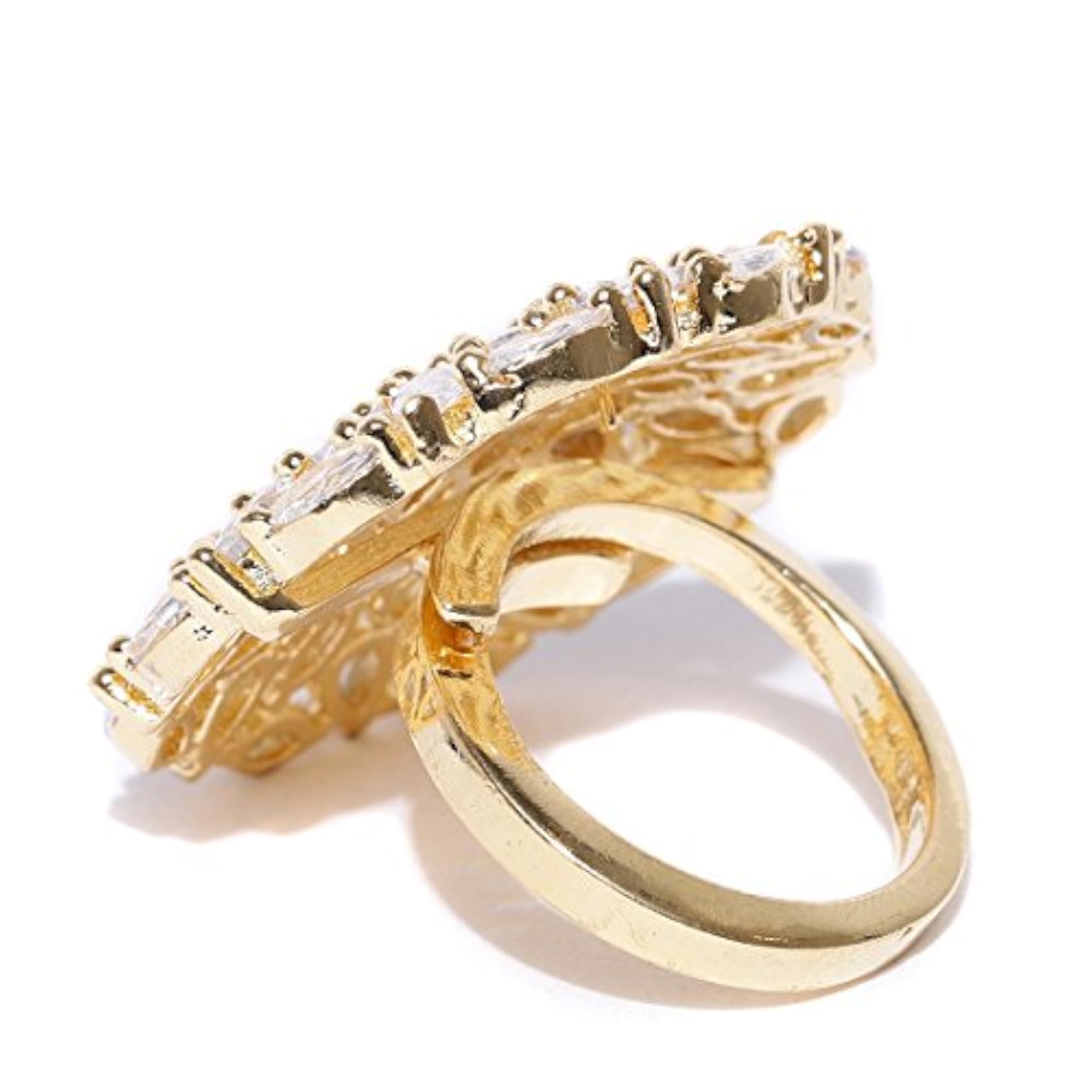 Sparkling AAA CZ Delicate Florets Plated Adjustable Ring