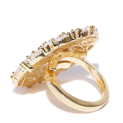 Sparkling AAA CZ Delicate Florets Plated Adjustable Ring