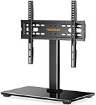 Perlegear Universal TV Stand for 32-60 Inch TVs up to 40 KG(88 lbs), Height Adjustable Table Top Tv Stands, TV Mount Stand with Tempered Glass Base & Cable Management, Max VESA 400x400mm