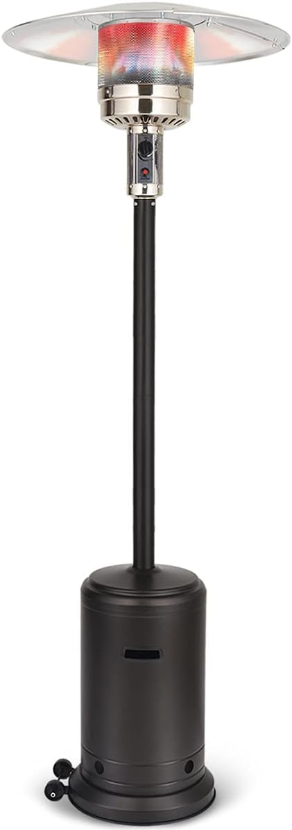 UPHA 46000 BTU Outdoor Patio Heater with Portable Wheels, Black Propane Space Heater with ETL Certification, Commercial & Residential 87-inch Floor Standing