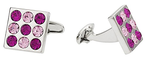 Mancuernillas de Cristal Austríaco Rosa Fucsia con Caja miniatura 4