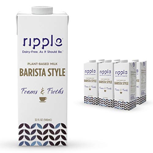 Ripple Shelf Stable Vegan Milk, Barista Style | Foams & Froths Just Like Dairy, Perfect For Coffee, Lattes & More | 6g of Plant Based Pea Protein, Non GMO, Dairy & Gluten Free | 32 Fl Oz (Pack of 6)