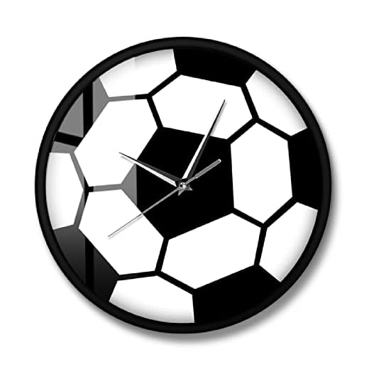 Fotboll tid väggklocka fotboll svart och vit enkel modern väggklocka sportrum fotboll boll väggdekor fotboll fans gåva, metallram