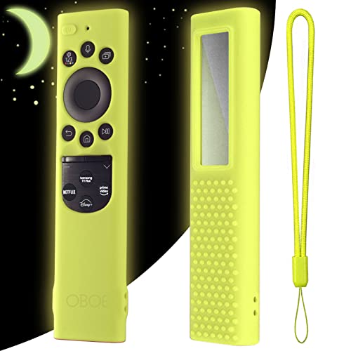 Image of OBOE Silicone TV Remote Cover for 2022 Samsung Smart TV Remote QLED TV BN68-13897A TM2280E Anti-Lost with Remote Loop (Glow in Dark Green) [Remote NOT Included]