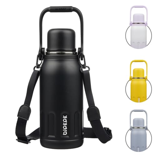 Image of BJPKPK Stainless Steel Insulated Bottle with Handle & Strap, 40oz