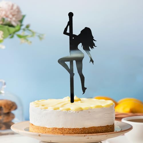 1 Pcs Bachelor Party Cake Topper Pole Dance Girl Cake Toppers Bachelor Party Decorations Bachelorette Shower Birthday Party Decorations Supplies (Black)