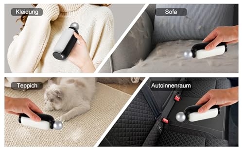 EPERSU 2 in 1 Wiederverwendbarer Gel-Fusselroller, Tierhaarentferner, Tragbarer Reise Fusselrasierer, Klebriger Fusselrolle Abwaschbar (Schwarz)