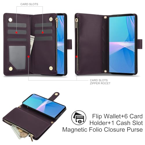 Coque Sony Xperia 10 V Asuwish zippée multifonction avec support et dragonne - 3