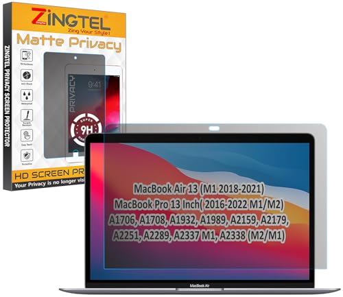 Image of Privacy Matte Anti Spy Screen Guard Compatible With MacBook Air 13 (M1 2018-2021) / MacBook Pro 13 Inch (2016-2022 M1 /M2) Anti Peep Screen Protector Not a Tempered Glass