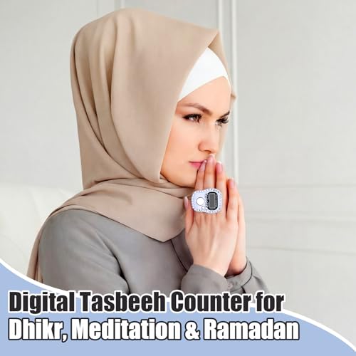 Image of Simgoing Electronic Finger Clicker Counter, Rhinestones Tally Tasbeeh Counter Gifts for Prayer Islamic Golf Counting Goods Lap Knitting Bling Accessories