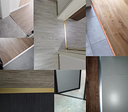 T-Molded Aluminum Floor Transition Strip For Wood On Tile/Wood On Wood/Laminate On Floor Tiles, Extra Wide 4Cm Heavy Duty Floor Edging Strips (Purple Gold 90Cm/35.4In) #TOP6