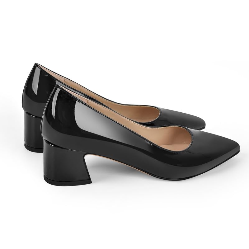 dollkiss Women's Block Heel Pumps Pointed Toe Slip on Heels4
