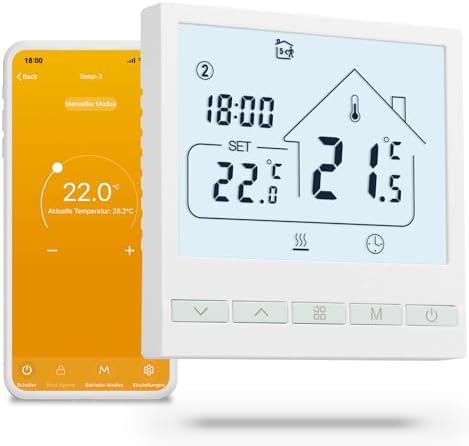 Beok Thermostat WiFi Für Elektrische Fußbodenheizung Raumthermostat 230V | Fussbodenheizung mit Ext.Sensor, Heizungsthermostat Smart Digital Kompatibel Alexa, Google Assistant Tuya