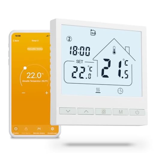 Beok Thermostat WiFi Für Elektrische Fußbodenheizung Raumthermostat Fussbodenheizung Smart Heizungsthermostat Digital Kompatibel Alexa Echo, Google Assistant Tuya WLAN App 16A TOL47WIFI