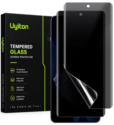 Image of Uyiton 2 Pack Privacy Screen Protector for OnePlus 13R (6.78-inch) | Curved HD Privacy Screen Guard | Anti-Spy, Scratch Resistant, Bubble-Free Easy Installation | Case Friendly