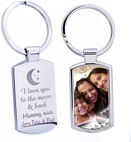 Eliphs Personalised Photo Printed Text Artwork Engraved Keepsakes Keyring Custom Made Premium Gift for Dad Mum Grand Parents Mothers Day