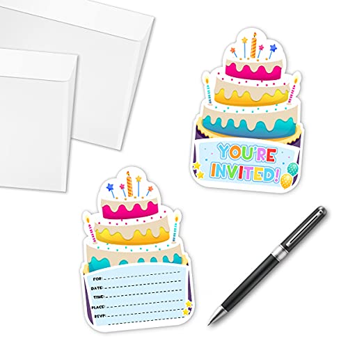 30 Cake Theme Birthday Invitations With Envelopes, Kids Birthday Party Invitations For Boys Or Girls #TOP4