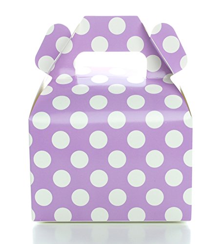 Food With Fashion Party Favor Candy Boxes, Purple Polka Dot Wedding Favors (12 Pack) - Lavender Candy Buffet Treat Boxes, Small Birthday Gift Box, Pastel Purple Wedding Table Dessert Supplies