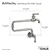 KOHLER 99270-CP Artifacts Wall-Mount Pot Filler, Pot Filler Faucet, Kitchen Sink Pot Filler Faucets, Polished Chrome