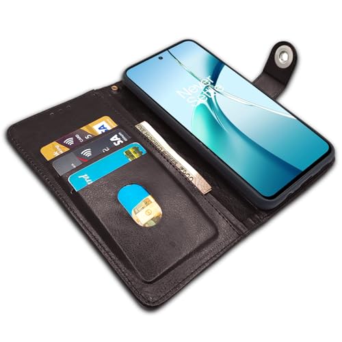 Image of Pikkme Flip Cover Leather Finish | Inside TPU with Card Pockets | Wallet Stand and Shock Proof | Complete Protection Button Flip Case for OnePlus Nord CE 4 Lite 5G (Coffee)