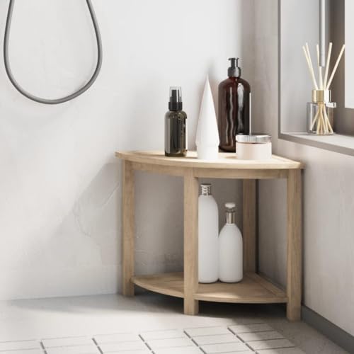 AJJHUUKI Artículos para el hogar, mesa auxiliar de baño, 45 x 45 x 45 cm, madera maciza de teca, muebles de traje