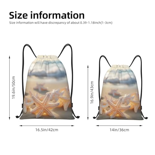 Beach Starfish1 print Drawstring Bag Sack Gym Bag Ditty Bag for Gym Traveling, Hiking, Yoga, Shopping for Adult4