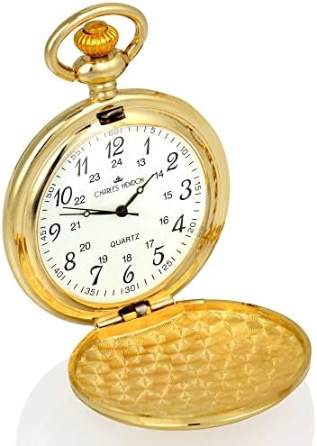 Charles Hendon Personalised Engraved Silver Gold or Black Pocket Watch. Men's Gift. Free Engraving