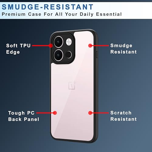 Image of CEDO Backcover for OnePlus 13s (5G) | Camera Protection Bump Shockproof Edge | Ultra Hybrid Transparent Acrylic Clear TPU+PC Hard Backcase Cover (Black)