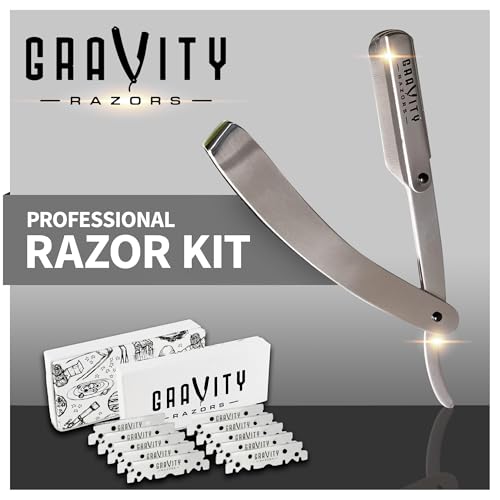Image of Gravity Razors Professional Straight Razor - Minimal Exposure Straight Razor Kit with 10 Gravity Premium Blades, .5mm Exposed (Chicago)