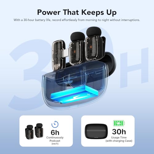 Image of UTECTION by VOOK Wireless Mic with Noise Cancellation - Clip-On Collar Mic for iPhone & Android | Long Battery | Mic Wireless for YouTube, Vlogging & Video Recording