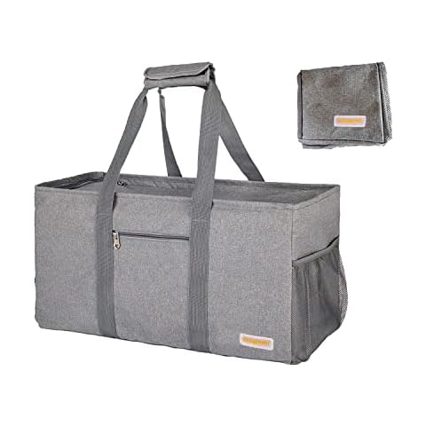 Dongawin Large Utility tote bag,waterproof beach bag,foldable and reusable storage bag,shopping bag,picnic bag,etc., Grey, 2 Pack Cover