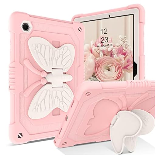 YINLAI Galaxy Tab А8 10.5 Case, Samsung Galaxy Tab A8 Case Kids Girls Women Children Butterfly Kickstand Shockproof Protective Tablet Cover for Samsung Tab A8 10.5 inch 2022 [SM-X200/X205/X207], Pink