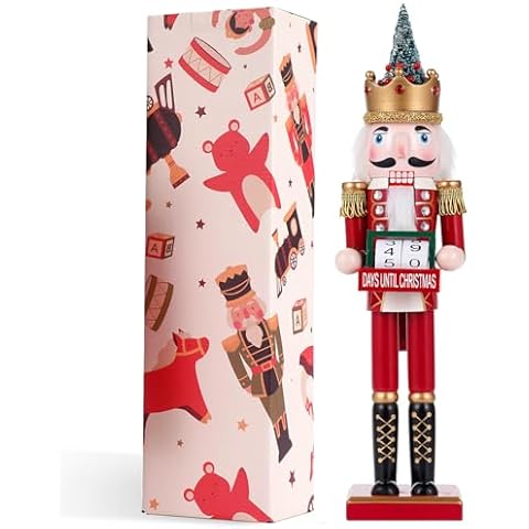 COMBIUBIU 15 inch Christmas Decorations Nutcracker Ornaments,Wooden Nutcracker Figures,Festive Collectible Nutcracker Gift forTable Desktop Fireplace Thanksgiving Christmas Decor Cover