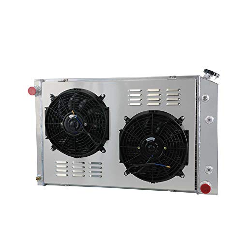 OzCoolingParts Chevy C/K/P/R/V Series Radiator Shroud Fan Kit, 3 Row Core Aluminum Radiator Fan Shroud Kit for 1973-1991 74 75 76 77 78 Chevy C10/C20/C30/K10/K20/K30 Pickup Truck Blazer Jimmy Suburban