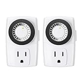 BN-LINK BND-60/U47 Indoor Mini 24-Hour Mechanical Outlet Timer, 3-Prong, 2-Pack